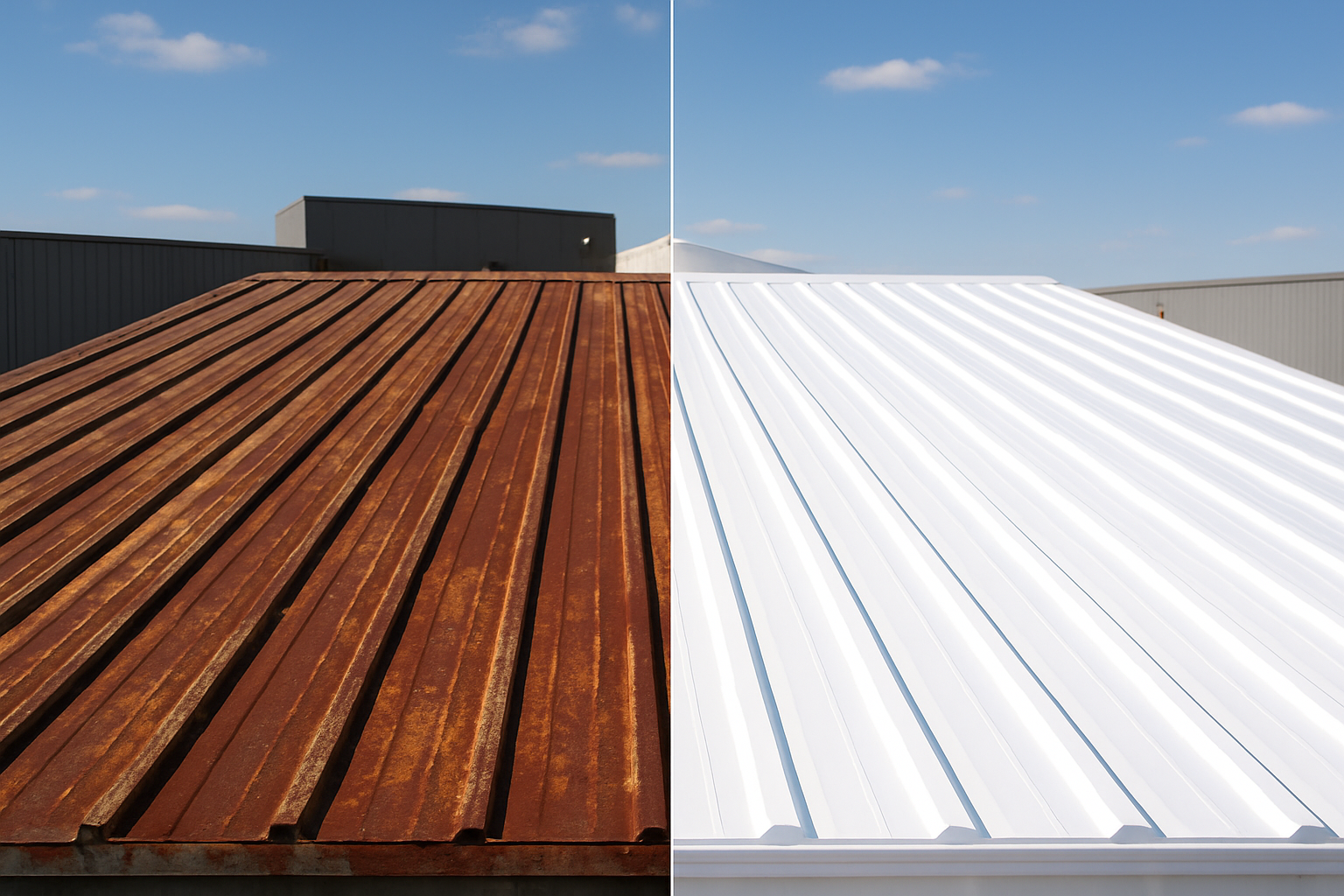 perfect rust on the before but i want the after to have a white bright reflective coating